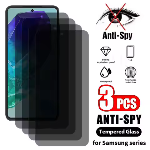 3Pcs Anti-Spy Privacy Glass For Samsung M35 M34 M33 M32 M55 M54 M53 M52 M04 M15 M14 M13 M12 M23 M22 