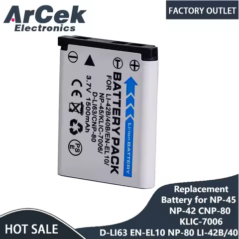 Replacement Battery Brand New for Fuji NP-45 NP-42 CNP-80 KLIC-7006 D-LI63 EN-EL10 NP-80 LI-42B/40 1