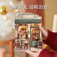 DIY Miniature Street Store 3d Wooden Puzzle - Sunny Cafe House Model สำหรับคนรักงานฝีมือ