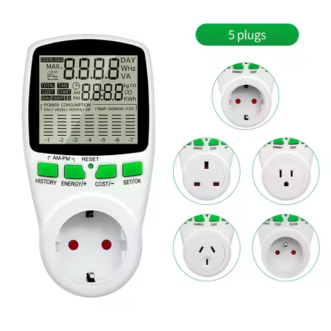 AC220V Digital Power Meter Electricity Wattmeter Kwh Energy Meter Socket Voltage Current Test EU US 