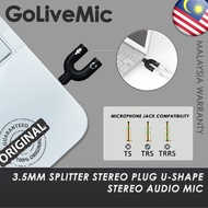 GoLive U Shape 3.5mm Audio Jack to Headphone Microphone Splitter Converter Adapter