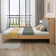 【SG Sellers】Leather And Solid Wood Bed Frame Solid Wooden Bed Frame Bed Frame With Mattress Storage Bed Frame Single/Queen/King Bed Frame