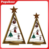 Woeuri Festive Christmas Tree Decorative Christmas Tree Rustic Wooden Christmas Tree Ornament with L