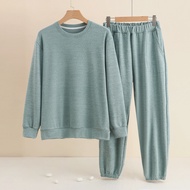 Autumn and Winter Velvet Mens Home Clothing Set Loose and Comfortable Thick and Warm Sleepwear Casua