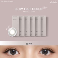 [เฉพาะ-1.5ขึ้นไปเเถม2กล่องคละสี](NEW) Clairis 1 Day (เซ็ต 6 กล่อง 30 คู่) สี True Grey รุ่น CL-02 TR