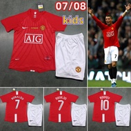 Retro Kids Set 2007-2008 Manchester United Home Final Children's Retro Football Jersey