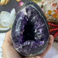 Real Product Super Beautiful Double-Colored Agate Edge Top Dinosaur Egg Crystal Cave ESPa+0.92kg ️ Natural Black Amethyst Deep 3.5cm Recruiting Noble People To Money Keeping Good Luck