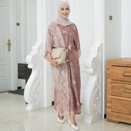 Baju Batik Wanita Dress Kaftan Batik Hijab Syari Muslim Jumbo Modern