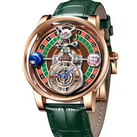 2024 PINDU New Men's Watch Transparent Hollow Design Celestial Roulette Quartz Watch Waterproof Leat