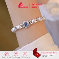 Free Gift Box Elegant Bracelet​​ Natural Aquamarine Stone Freshwater Pearl with S925 Silver Exclusiv