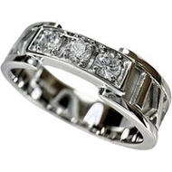 尺寸 12 TIFFANY & Co. / Tiffany Atlas 三件式鑽石戒指，18K 白金，5.1 克，女士 [二手]