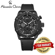 [Official Warranty] Alexandre Christie 6613MCLIPBA Men's Black Dial Leather Strap Watch