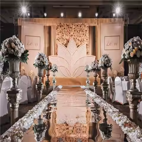 Per 20M Lot 1M Wide Shine Silver Mirror Carpet Aisle Runner Dance Floor Mat For Romantic Wedding Fav