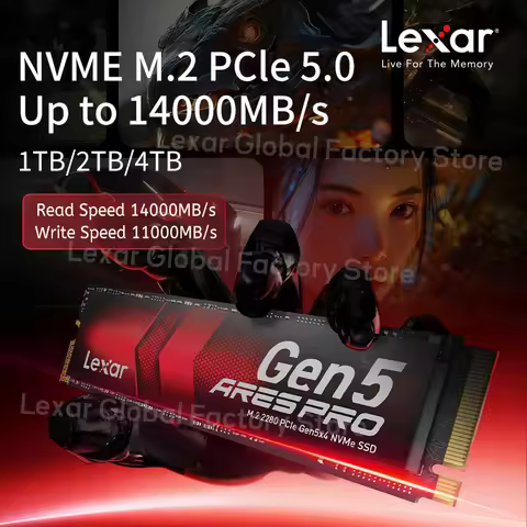 Lexar ARES PRO SSD PCle5.0×4 NVMe m.2 2280 Solid State Drive 4TB 2TB 1TB Read Speed Up to 14000MB/s 