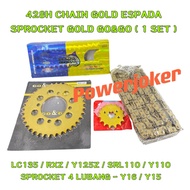 LC135 /RXZ /125Z ZR/Y125Z ZR/SRL110/Y110 SS / 4 LUBANG Y16 Y15 428H CHAIN GOLD SPROCKET SPOKET 428 R