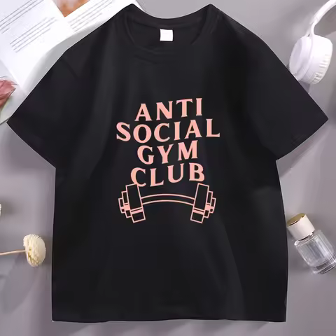 Anti Social Gym Club T Shirt Casual Cotton Short Sleeve Tshirts Men Women Exercise Gym Workout Weigh