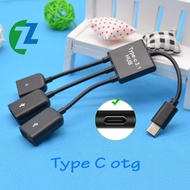 สายแปลง Type C OTG hub แบบมีไฟเลี้ยงด้วย Type C Cable 3 in 1 USB C Type C OTG Host Cable Hub Cord Ad
