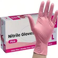 4/20/50/100pcs Disposable Nitrile Light Pink Gloves - Suitable For Kitchen Cleaning, Dishwashing, Be