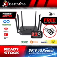 5 Year Warranty Sim Card Router Modem Telco 4G B618 Router 4G LTE Wifi Support 32 User 2Type Power S