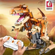 森寶積木恐龍模型積木拼裝遙控玩具益智力男孩子兒童生日禮物玩具