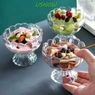 USNOW Cocktail Glass, Flowers Shape Transparent Ice Cream Bowl, Dessert Cup Thickened Household Goblet Milkshake