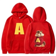 Hoodie Kartun Alvin and The Chipmunks Baju Biru Laut Merah Hijau Camisa S/P Filem Promosi Animasi Ba