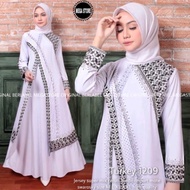 Abaya Basic Putih Busana Muslim Syari Lebaran Wanita Jumbo Gita01 -
