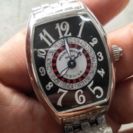 ⌚ F®ANCK MÜLL€R "V€GAS"⌚Automatic Casino Roulette Style Watch Stainless Steel Bracelet Black Dial Me