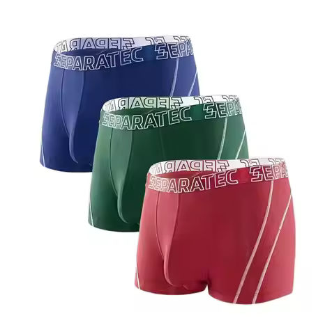 3 Pack Separatec Men Underwear Separate Pouch Boxer Briefs Men Bamboo Rayon Soft Breathable Dual Pou