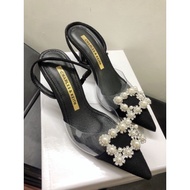 High heels with stones, open high heels, 7cm stiletto heels