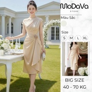 Champagne Party Dress – Elegant Off-the-Shoulder Draping Dress DS7783