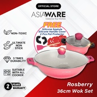 ASIAWARE Rosberry Non Stick Granite 36cm Wok 18cm Pot Kuali Periuk Batu Granite Original Set