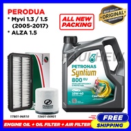 (100% Original) Petronas Syntium 800 EU 10W40 Semi Synthetic Engine Oil (4L) + Oil Filter + Air Filter - Perodua Myvi 1.3/1.5 &amp; Alza 10W-40