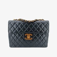 CHANEL Vintage Black Lambskin Jumbo Classic Flap Bag