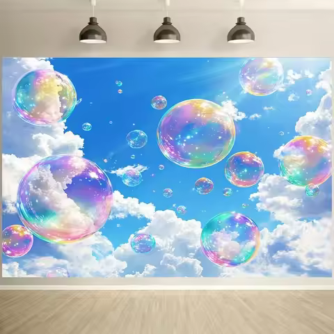 Colorful Bubble Sky Tapestry Dreamy Clouds Background Kids Room Nursery Decor Fantasy Art Print Whim