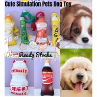 [Sg Ready Stocks] Dog Pets Toy Squeaker Paper Crinkle Sound Rope Durable Puppy Bite Resistant Ketchup Wasabi Yakult Coke