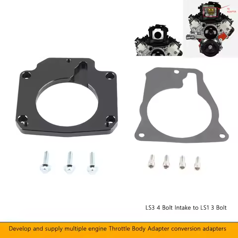 Drive By Cable Throttle Body Adapter Compatible LS3 4 Bolt Intake to LS1 3 Bolt TB DBC LS2 intake ma