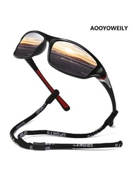 經典時尚黑色偏光運動太陽眼鏡，附運動護帶，適用於男女。這款豪華運動和復古風格的太陽眼鏡非常適合騎自行車，跑步，釣魚，遠足，滑雪，騎摩托車和腳踏車，駕車，露營和其他戶外運動等活動。附運動護帶。這款豪華設計師太陽眼鏡具有UV400保護和防眩光鏡片，提供黑色，冰藍色，綠色，紅色，白色和皇家藍色可供選擇。