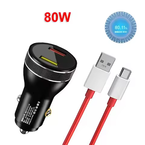 Dual 80W SUPERVOOC Car Fast Charger 8A 1M USB C Cable For OnePlus 9 10 Pro Nord 2 9T 8T 8 GT Ace 7T