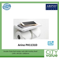 Arino PH1131D | Double Toilet Roll Holder with ABS Unitlity Shelf L245 x W130 x 100Dmm | 1 Year Warr