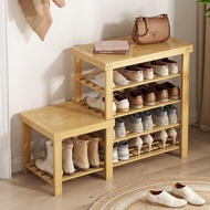 ‍🚢Entrance Bamboo Shoe Changing Stool Integrated Multi-Layer Multifunctional Stool Shoe Rack Removable Shoes Rack Shoe C