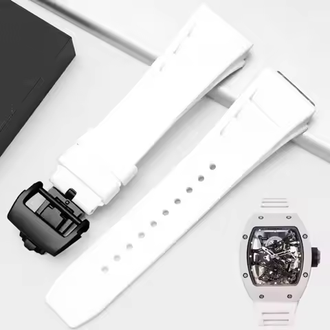 Rubber strap for Richard Mille Waterproof Sweat-Proof Soft Comfortable Rubber Watch Strap Raised Mou