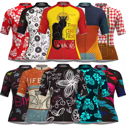 Le Chat Noir Cycling Short Sleeve Bicycle Top Shirts Slim Fit Breathable Biking Riding Clothes for W