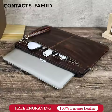 Genuine Leather Laptop Sleeve Case For Macbook Pro 16 Dell ASUS Galaxy Book Thinkpad 16 inch Briefca