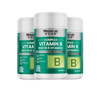 [3 Bottles]Wright Life Vitamin B Complex With Vitamin B1 B2 B3 (Niacinamide) B5 B6 B7 (Biotin) B9 (F