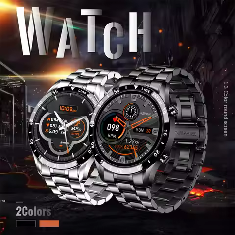 LIGE Luxury Full Circle Touch Screen Smart Watch Men 2026 Bluetooth Call Steel Band Waterproof Sport