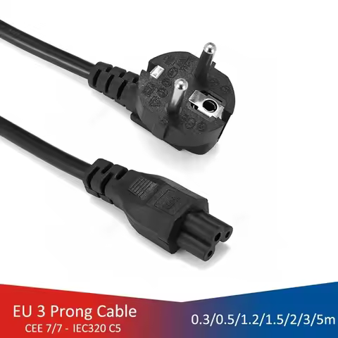 Laptop Power Cable 0.5m/2m/5m Euro Plug IEC C5 Power Adapter Extension Cord For Asus Dell HP Noteboo