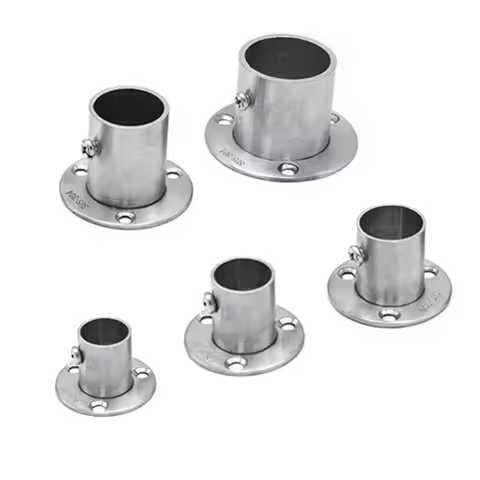 E7CD Stainless Steel Pipe Bracket 16-32mm Dia Tube Support Flange Seat for Wardrobe Hanging Rail Rod