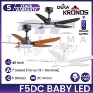 DEKA KRONOS F5DC BABY LED 46Inch 5 Blades 7 Speed DC Motor Remote Control Ceiling Fan With Light Kipas Siling Syiling