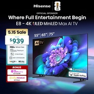 Hisense E8Q 55/65/75 inch 4K ULED Mini LED Max AI TV | Hi-View AI Engine | Native 144Hz Refresh Rate